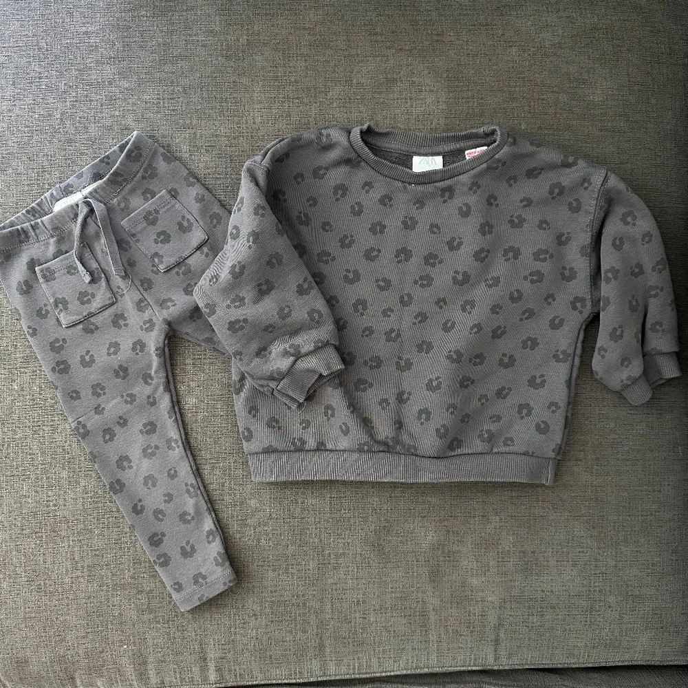 Zara Gray Leopard-Print Kids Matching Set